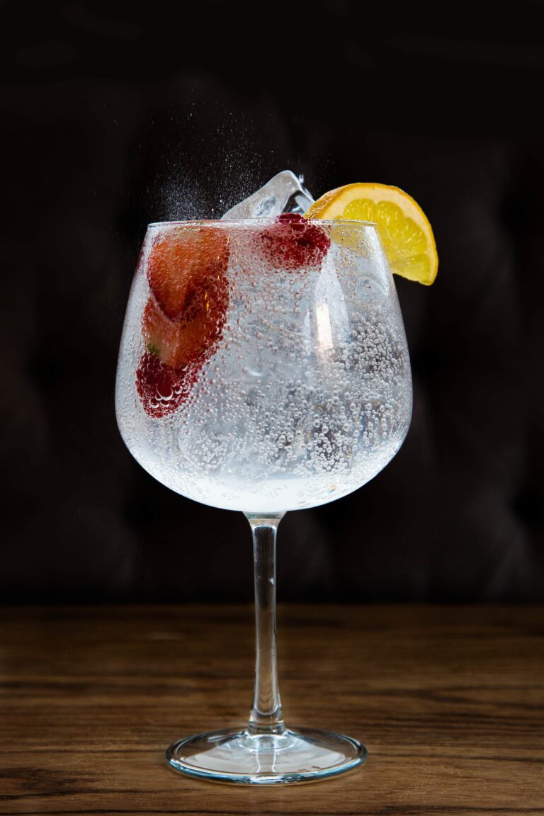 Cocktail with Strawberries and Lemon 
